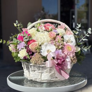 A large basket with flowers