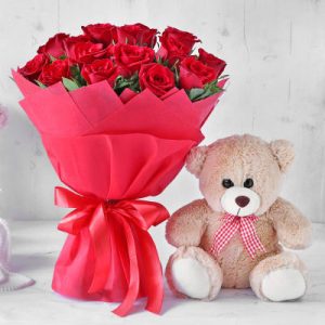 15 Roses & Teddy